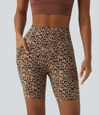 Short cycliste d'entraînement taille haute gainant effet push-up imprimé léopard 17,5 cm Halara UltraSculpt™ avec poches