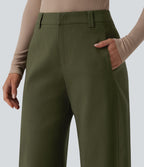 Pantalon tailleur barrel taille mi-haute avec poches