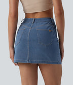 Jupe mini moulante décontractée Halara Flex™ en denim taille haute boutons décoratifs avec poches