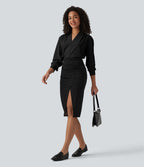 Blouse de travail col V manches longues