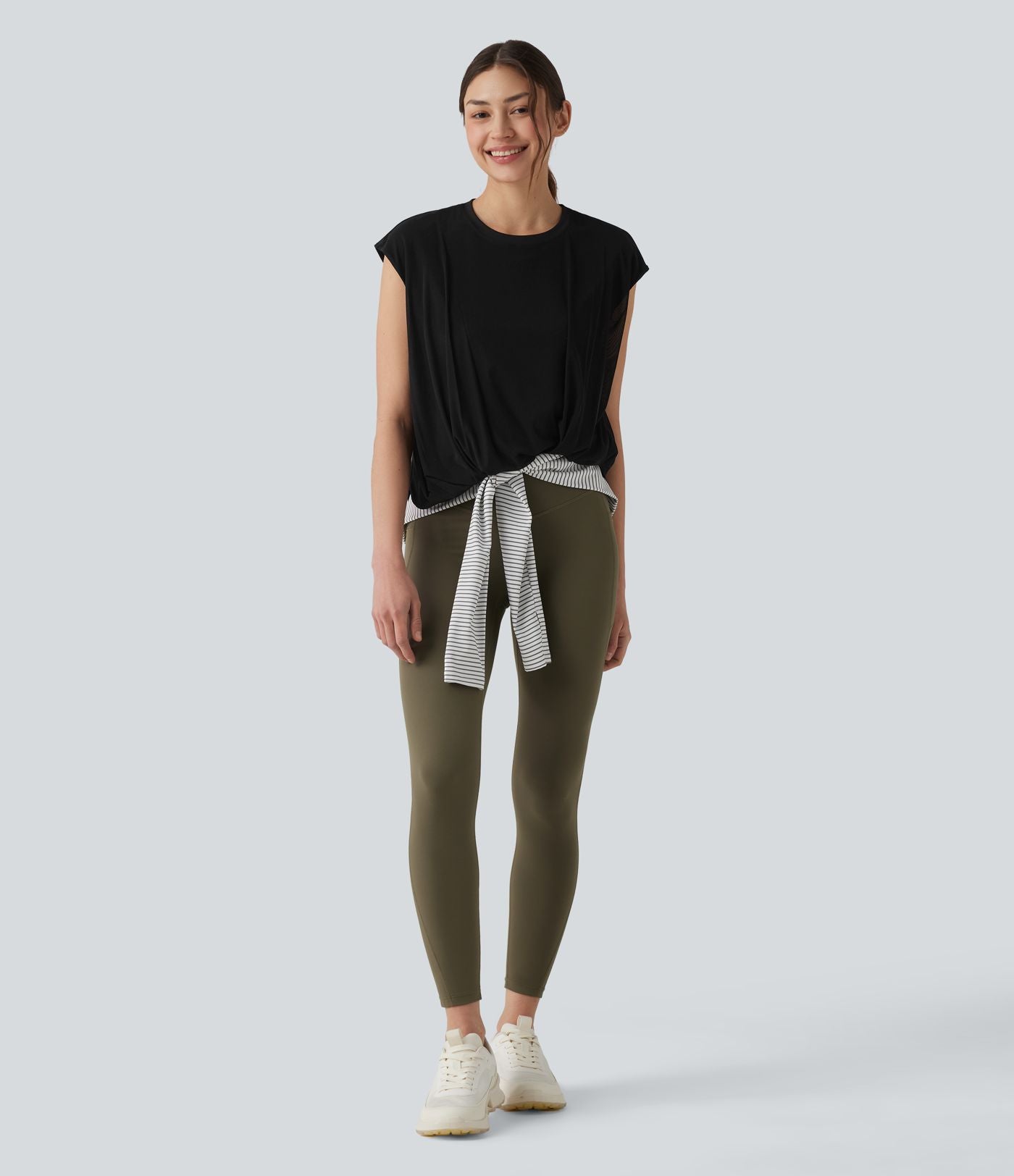 Haut de sport yoga SoftlyZero™ Airy col rond sans manches mesh contrastant effet frais InstantCool