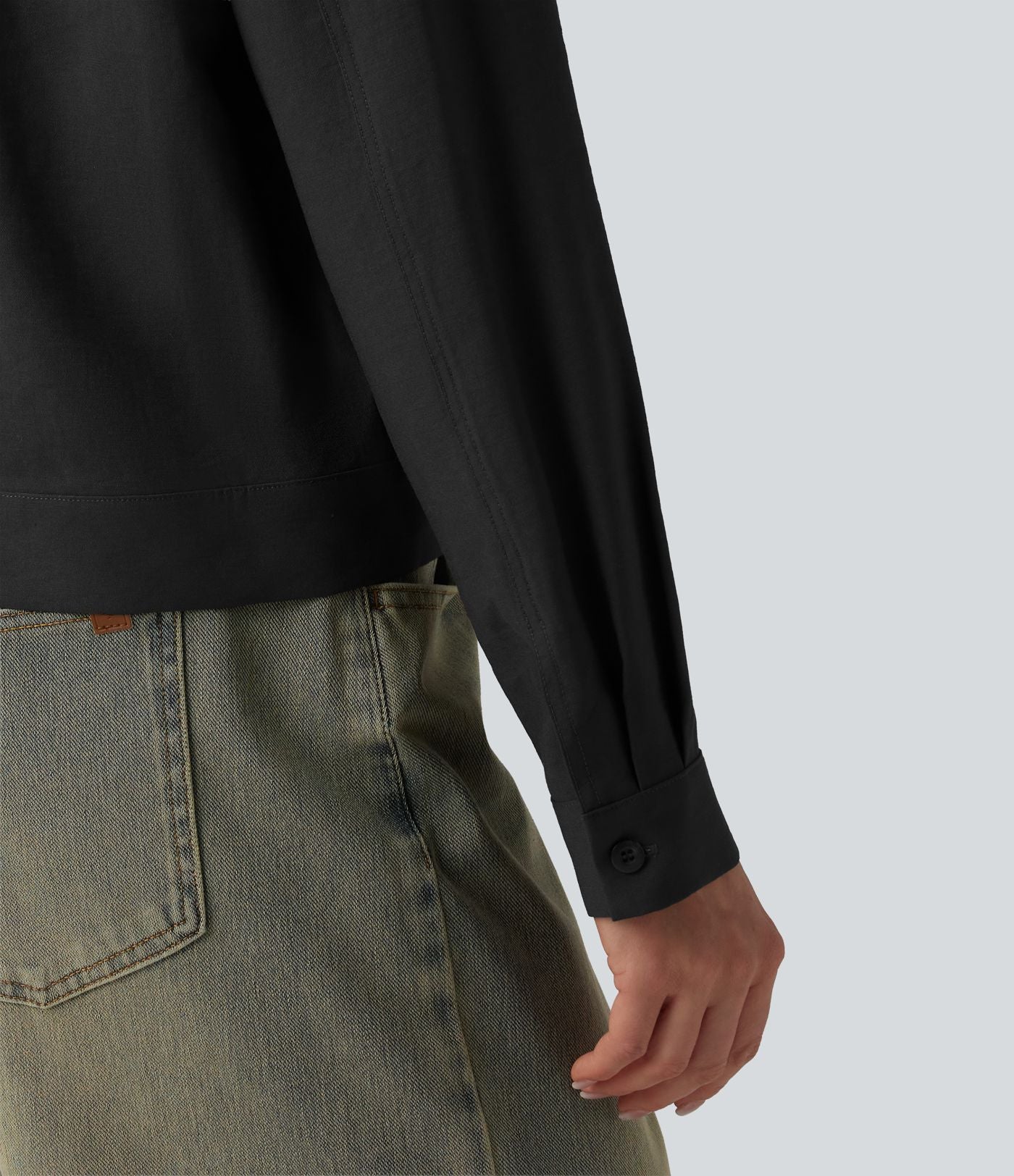 Veste cargo casual col montant manches longues avec poches