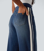 Halara Flex™ Jean large fluide délavé taille haute à rayures avec poches