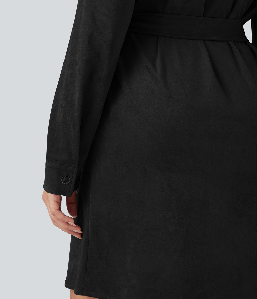 Robe courte col tailleur manches longues