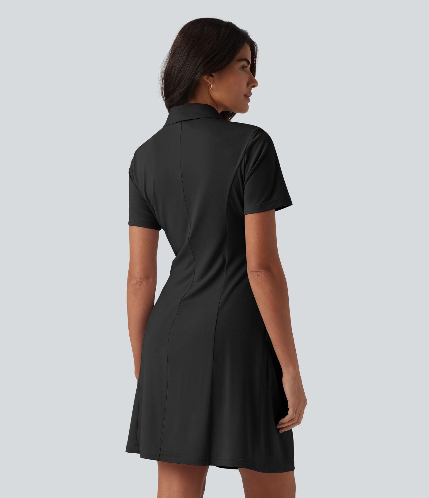 Robe tailleur courte col châle manches courtes