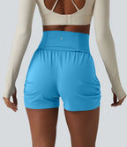 Short de yoga SoftlyZero™ Airy taille haute froncé effet frais InstantCool 7,5 cm avec poches