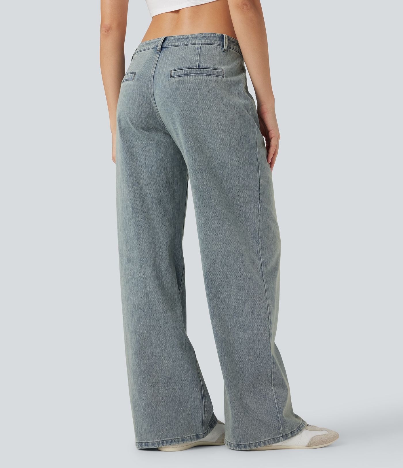 Jean large délavé Halara Flex™ taille mi-haute avec poches