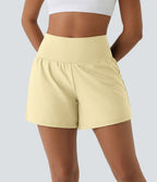 Short yoga 2-en-1 SoftlyZero™ Airy effet frais InstantCool taille très haute 12,5 cm avec poches, longueur allongée