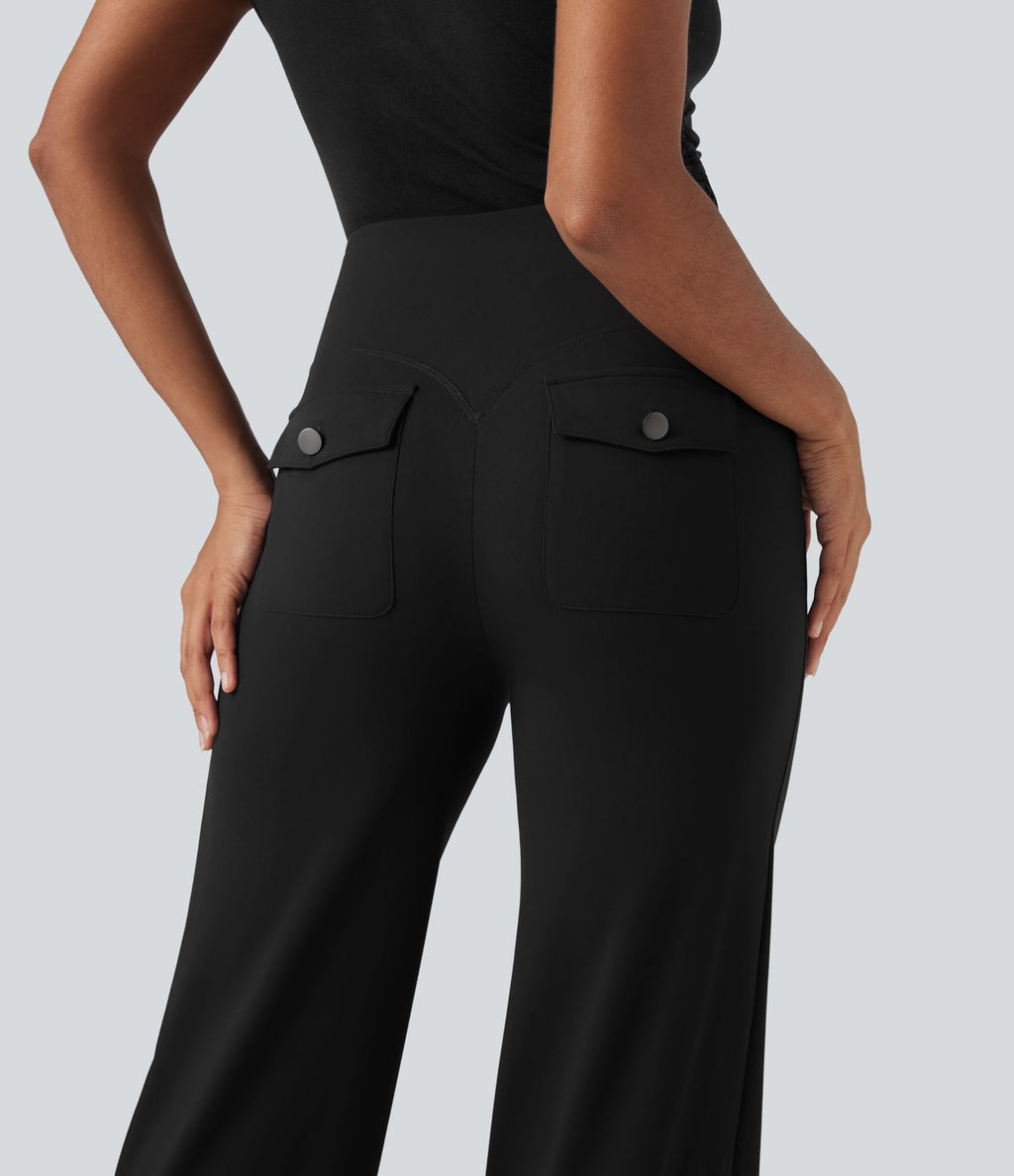 Pantalon de travail droit gainant taille haute avec poches Halara UltraSculpt™
