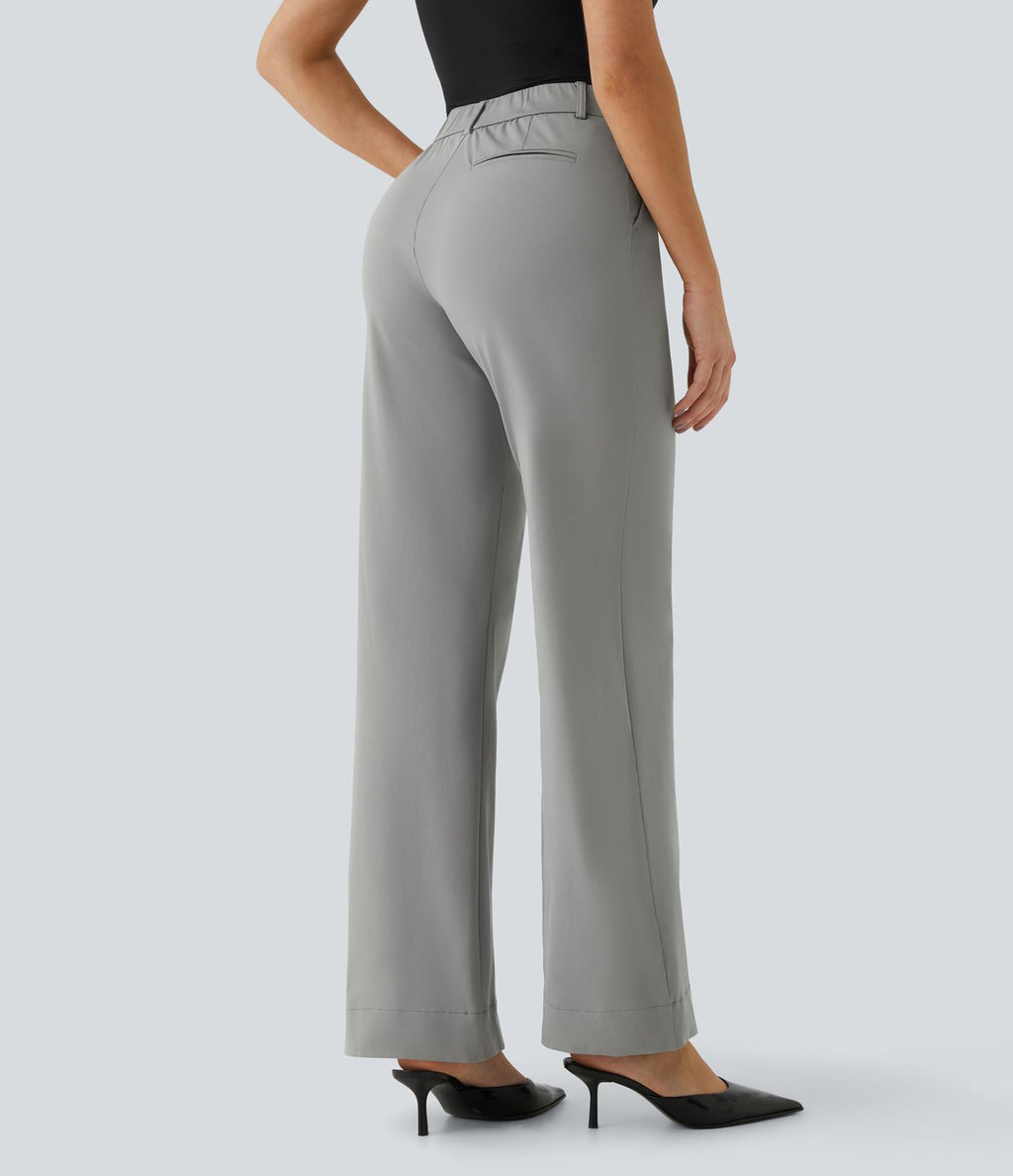 Pantalon de travail Halara Flex™ droit, taille mi-haute, avec poches