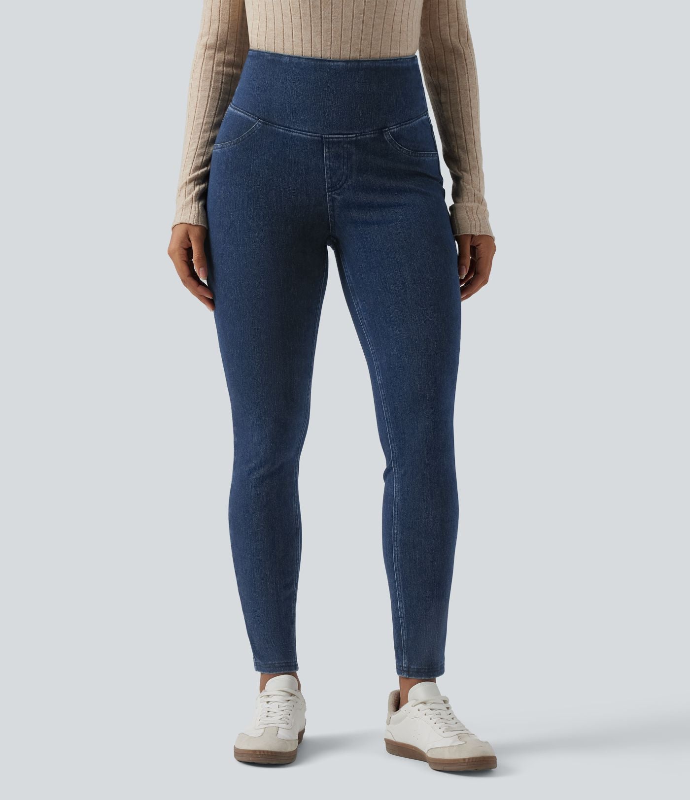 Legging décontracté gainant taille haute effet denim avec poches Halara Flex™