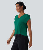 T-shirt casual col V manches courtes