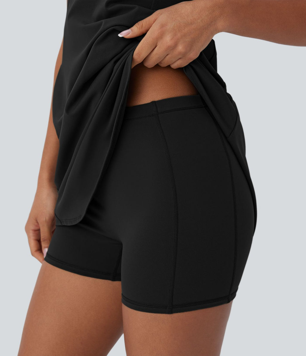 Robe de sport yoga mini 2-pièces SoftlyZero™ Plush à découpes avec poche A-C