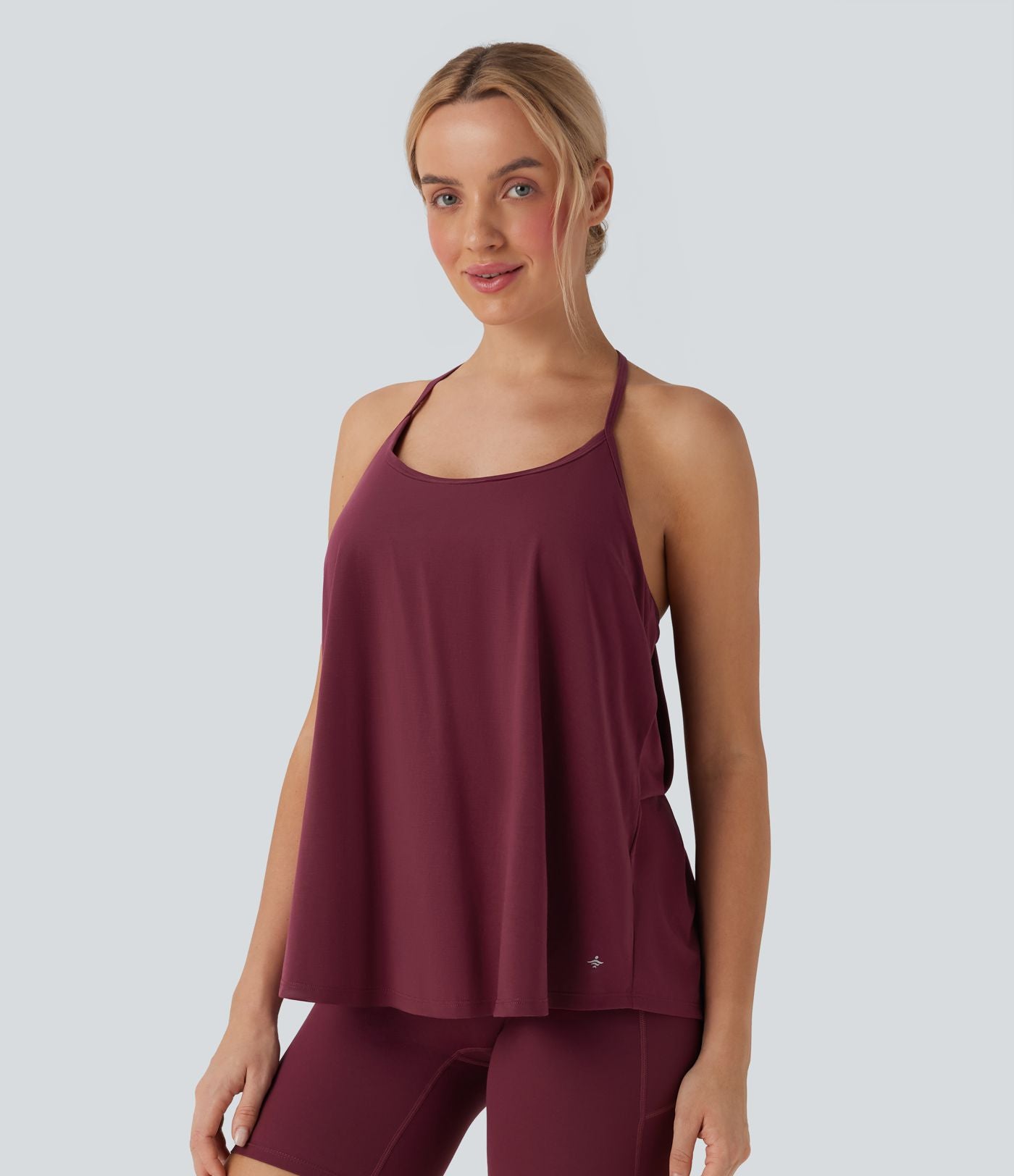 Haut de sport yoga SoftlyZero™ Airy licou drapé effet frais InstantCool, bonnets E-G, protection solaire UPF50+