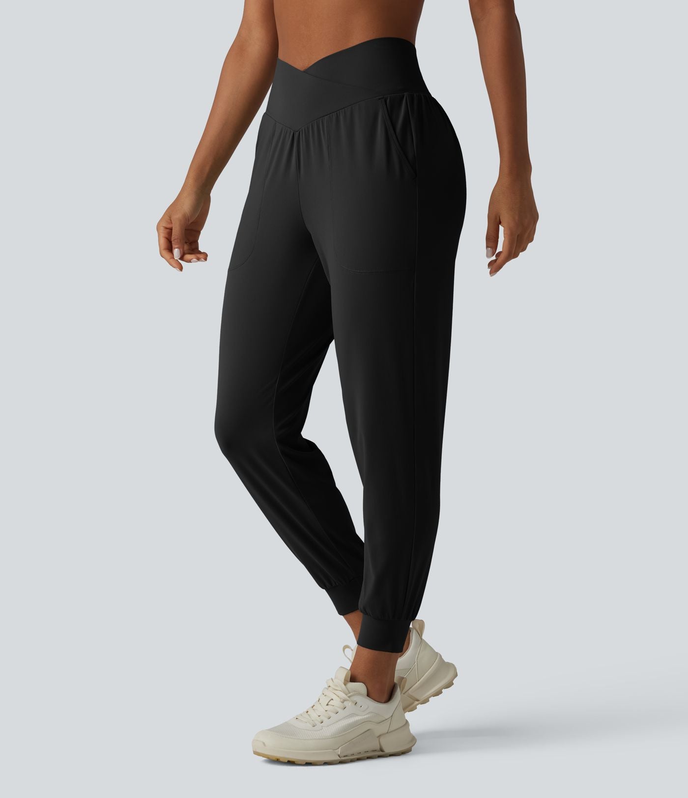 Jogging de yoga SoftlyZero™ taille haute, coupe fuselée et croisée, avec poches - Protection solaire UPF50+