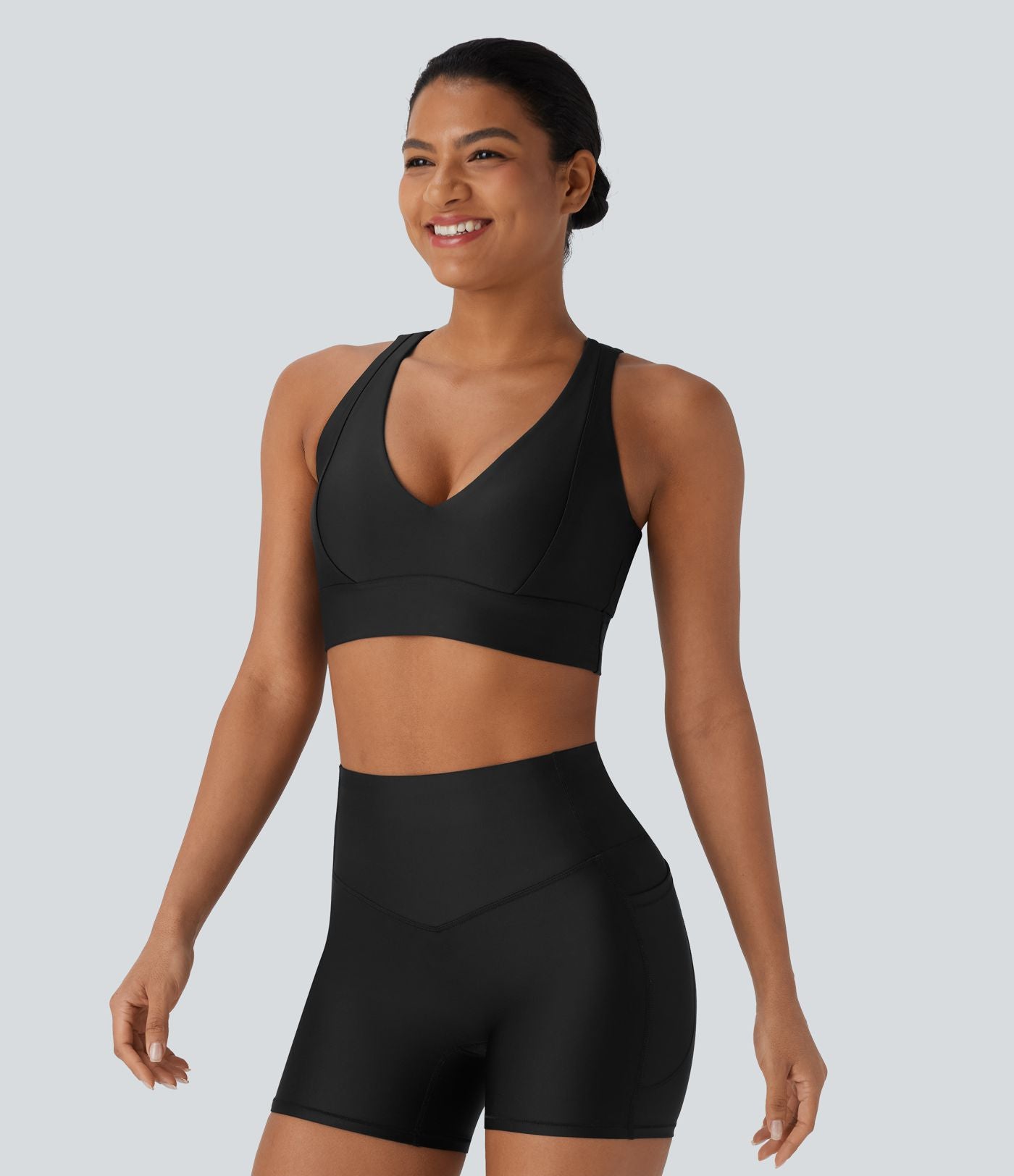 Brassière de sport yoga soutien souple brillant bonnets A-D