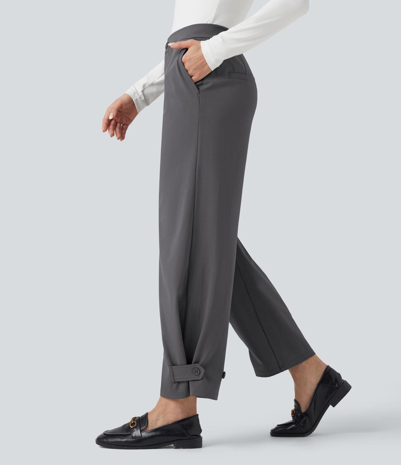 Pantalon de travail fuselé taille moyenne avec largeur ajustable Halara Flex™ DayStretch avec poches