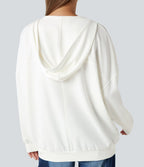 Sweat-shirt à capuche col V manches longues coupe décontractée avec poches