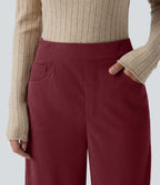 Pantalon velours côtelé tailleur et large Halara Flex™, taille haute, avec poches