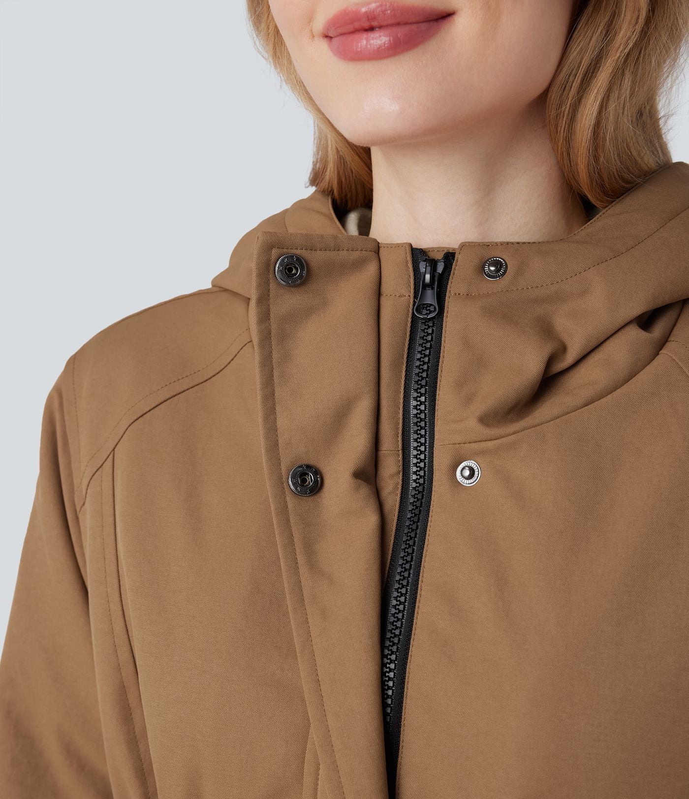 Parka sherpa polaire à capuche avec cordon de serrage et poches