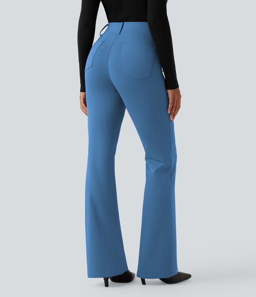 Pantalon tailleur évasé taille haute avec poches Halara Flex™