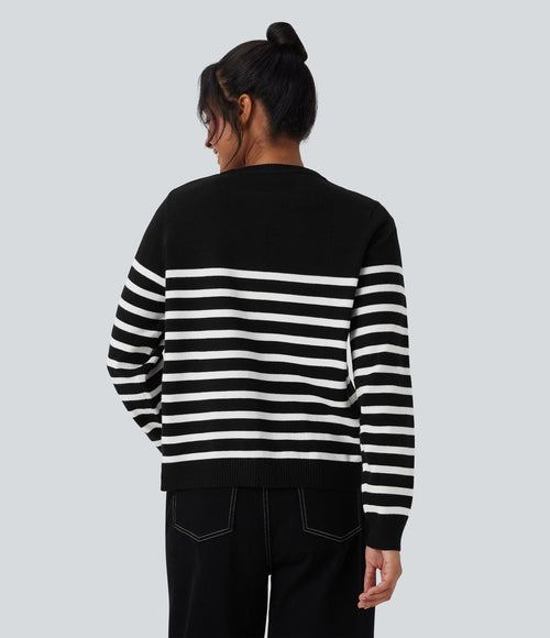 Cardigan de travail rayé color block