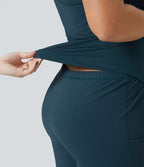 Robe longue de danse évasée à dos ouvert avec torsade grandes tailles et short intégré - Édition Easy Peasy