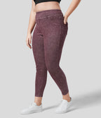Halara Flex™ Legging Casual 7/8 Grande Taille en Denim Tricot Extensible Coloré à Taille Haute avec Poches Latérales Arrière