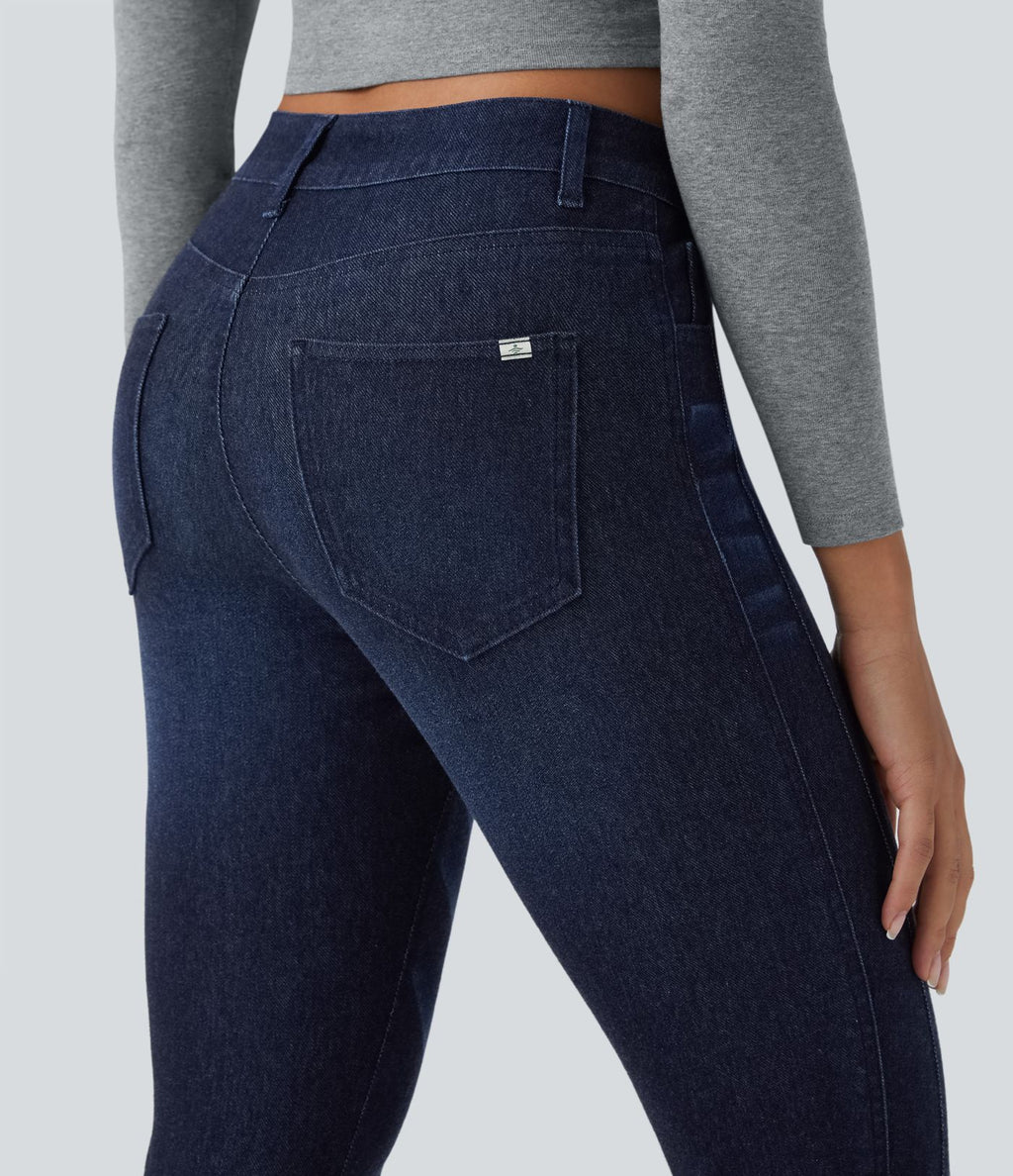 Jean skinny 7/8 décontracté taille basse Halara Flex™ avec poches zippées