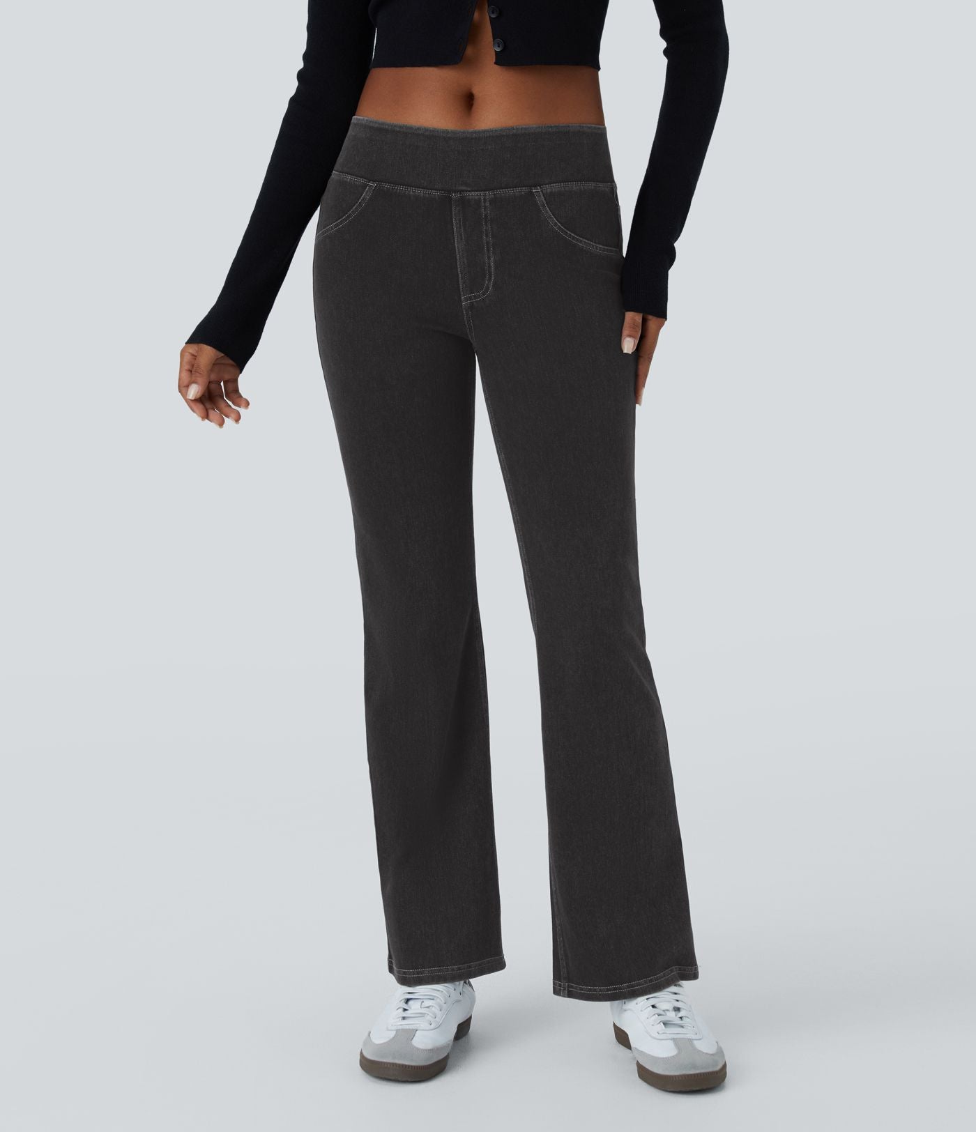 Jean bootcut décontracté Halara Flex™ taille basse avec poches arrière en maille extensible