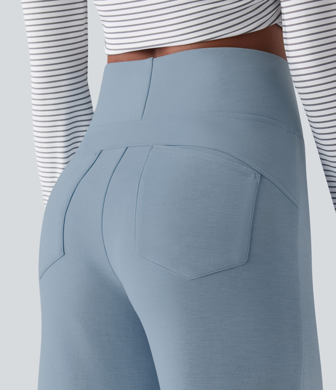 Pantalon décontracté ample taille haute avec poches