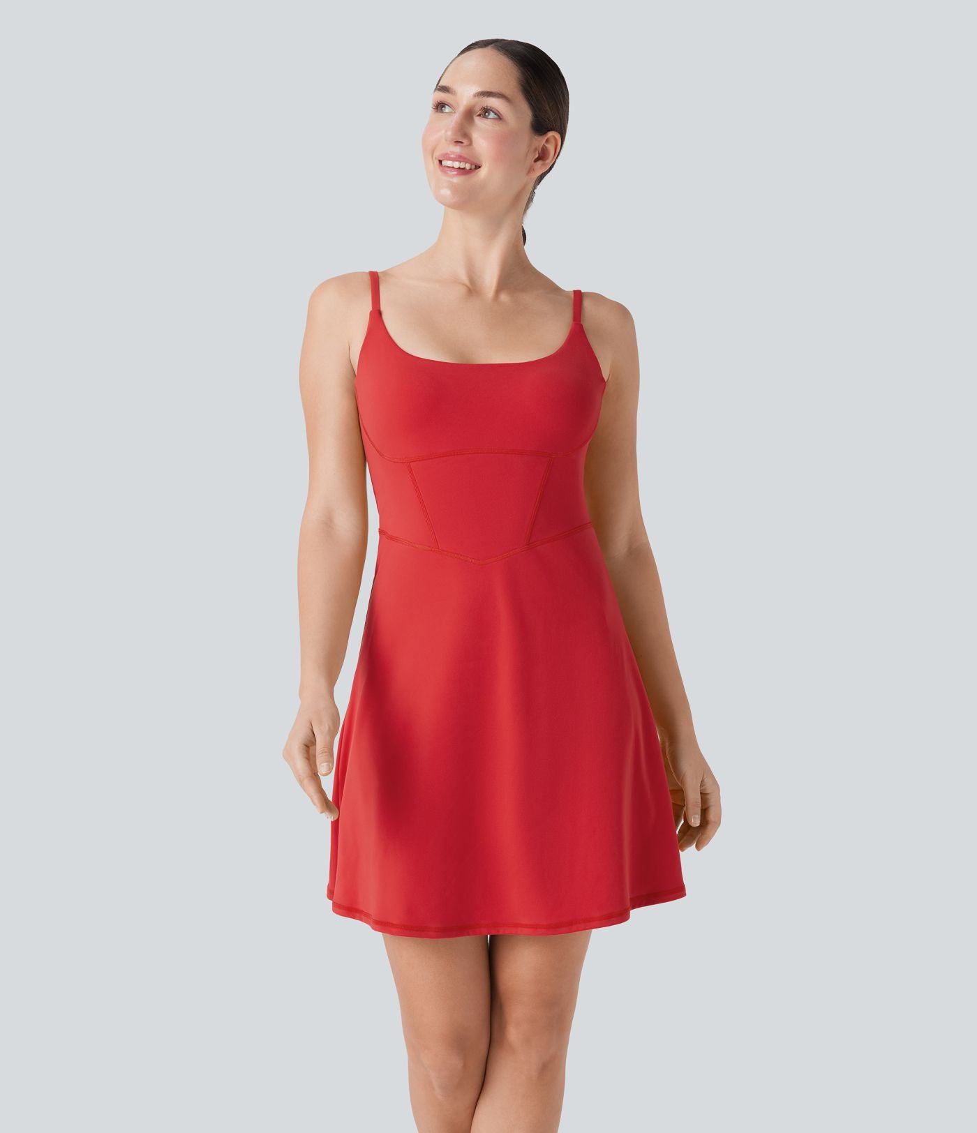 Robe décontractée mini 2-en-1 Softlyzero™ Plush avec corset, dos nu et poche latérale - Longueur allongée