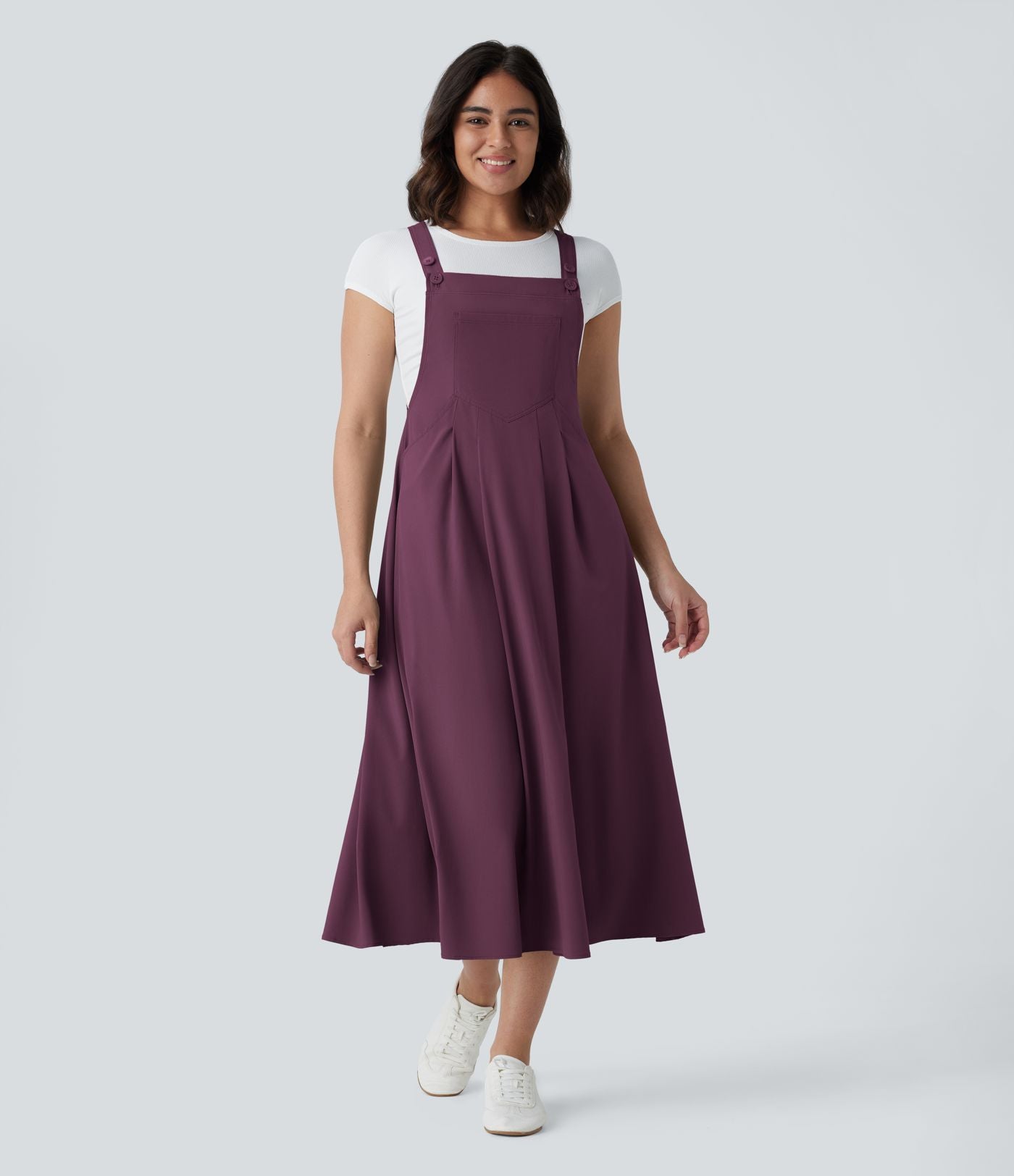 Robe mi-longue décontractée fluide Breezeful™ séchage rapide avec bretelles ajustables, boutons et poches multiples