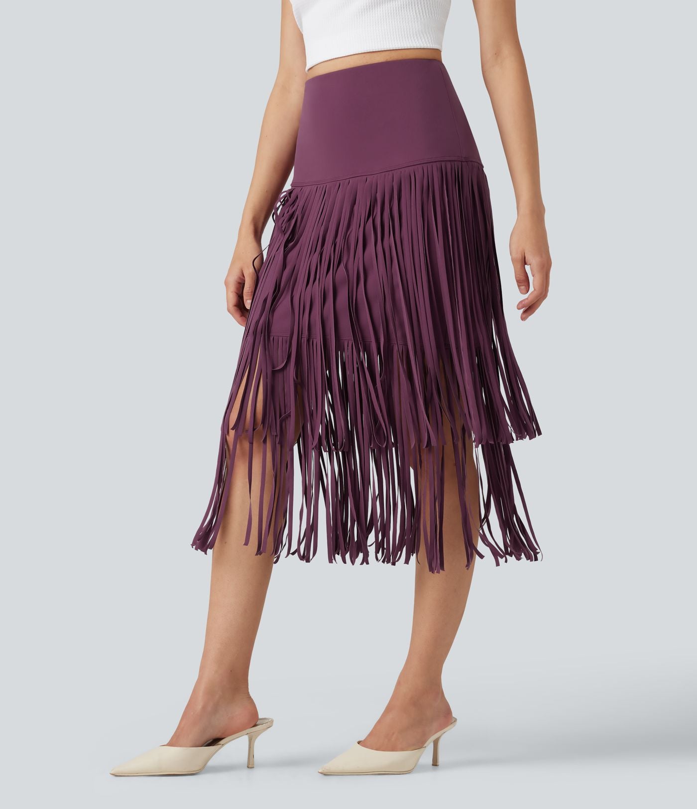 Jupe midi à franges taille haute Halara UltraSculpt™ Cool séchage rapide