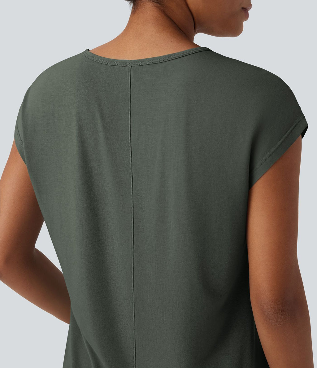 T-shirt casual col V manches courtes