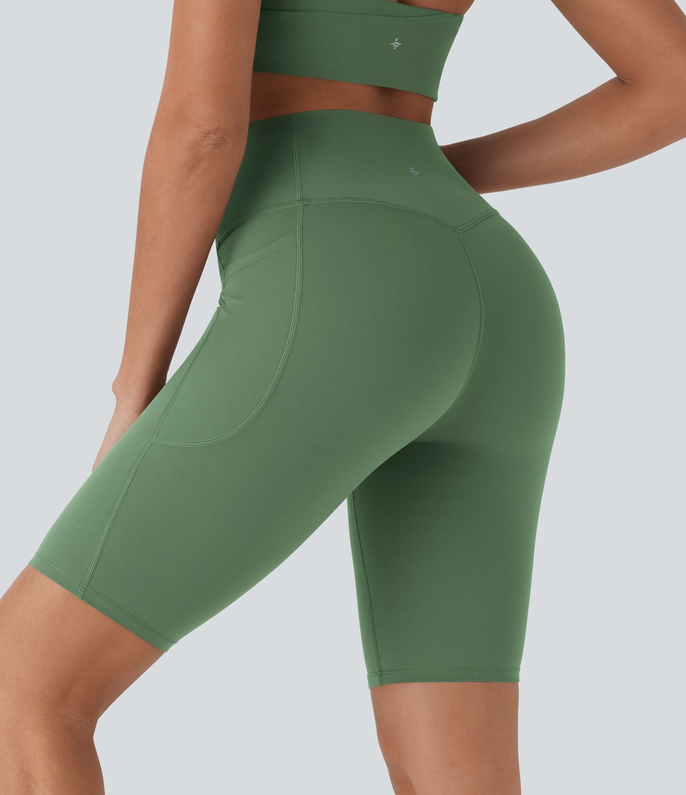 Short cycliste 22,8 cm d'entraînement gainant taille haute avec poches Halara UltraSculpt™