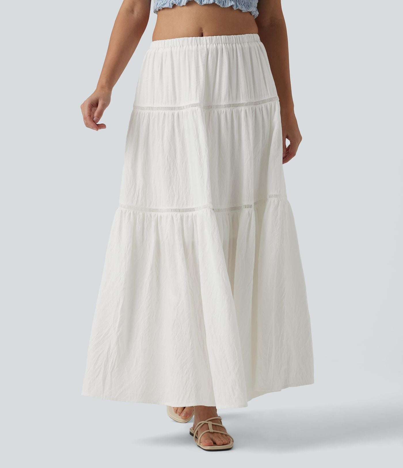 Jupe maxi fluide taille mi-haute