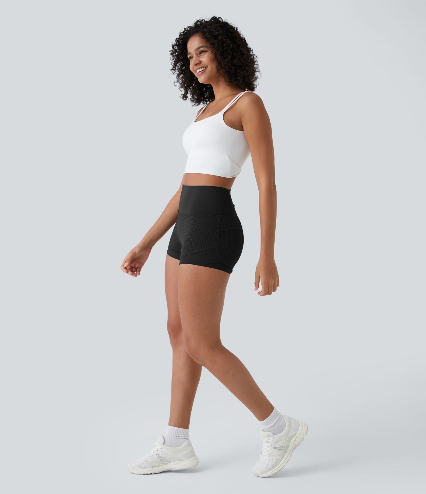 Shorts 2' Casual 2 en1 Taille Haute Empiècement en Maille dans le Dos et Poches