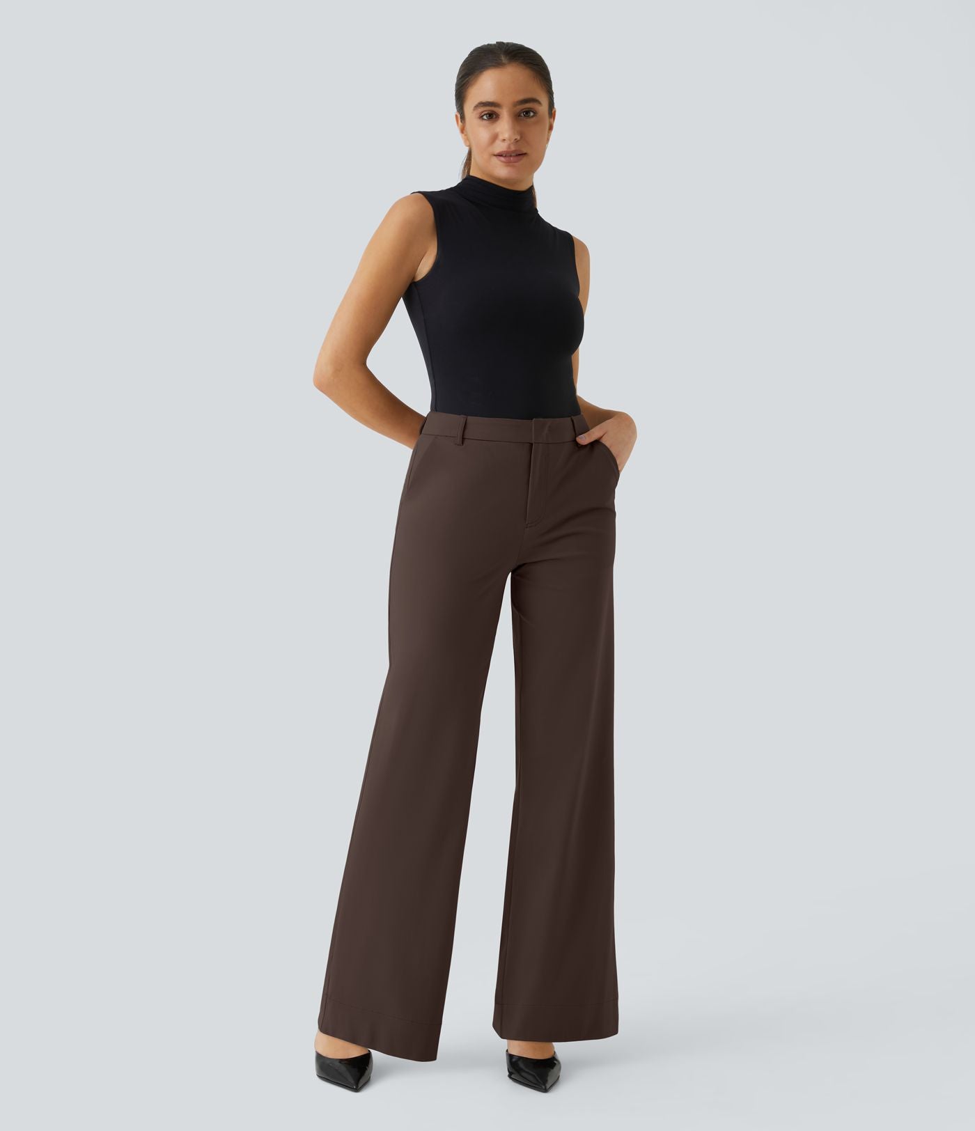 Pantalon de travail Halara Flex™ droit, taille mi-haute, avec poches