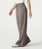 Pantalon baggy côtelé taille haute gainant avec cordon ajustable, bandes latérales et poches