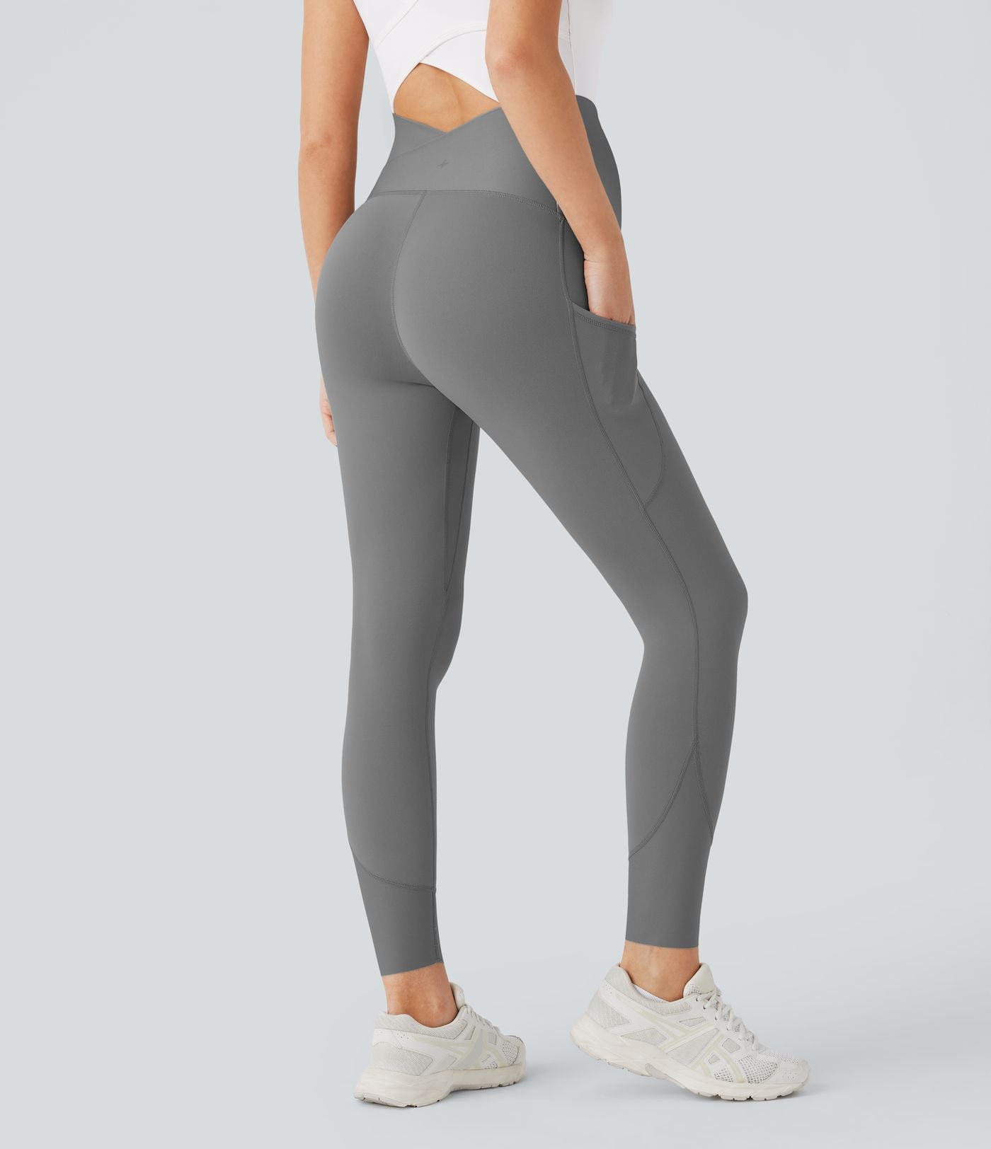 Legging de yoga de maternité Softlyzero™ 7/8 ultra taille haute avec poches latérales et dos croisé - Protection UV UPF50+