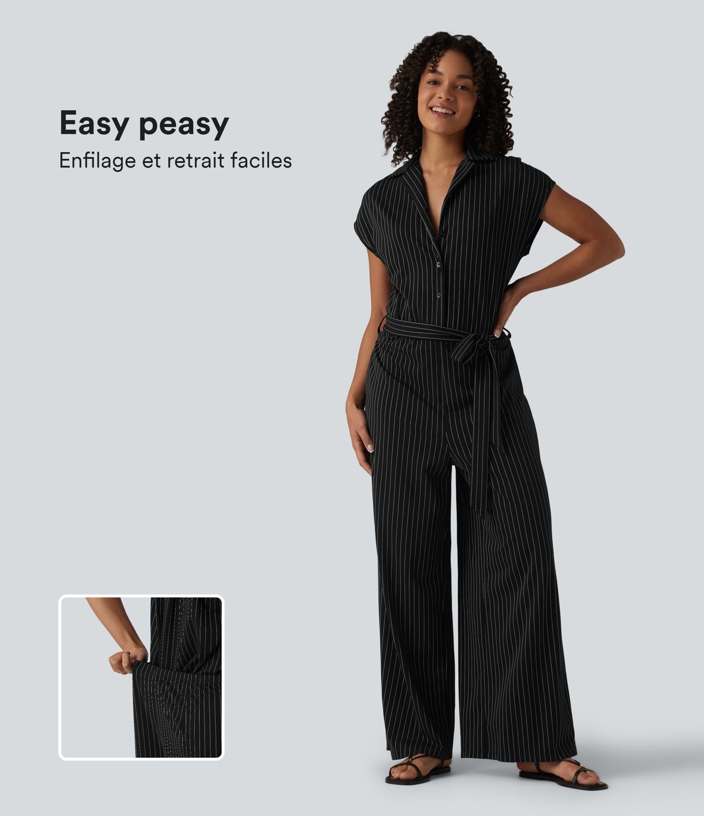 Combinaison chemise manches courtes bureau à effet frais avec ceintures et poches, accès facile Easy Peasy