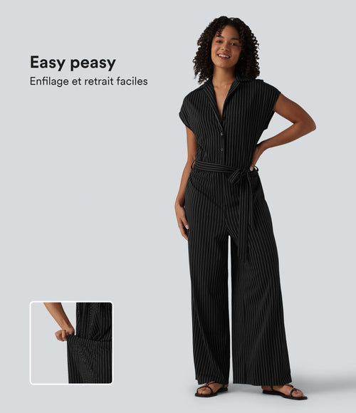 Combinaison chemise manches courtes bureau à effet frais avec ceintures et poches, accès facile Easy Peasy
