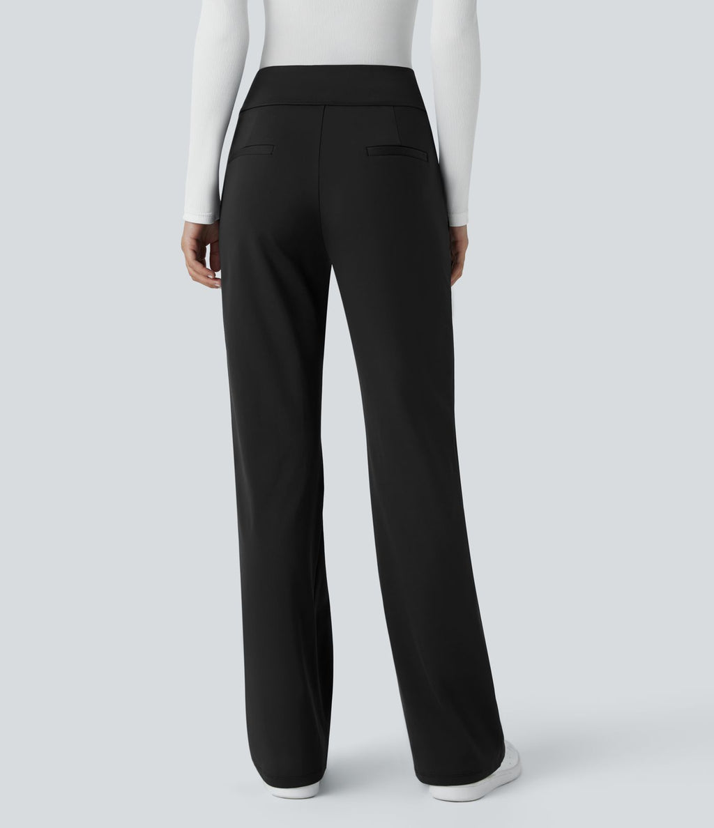 Pantalon tailleur évasé taille mi-haute Halara Flex™ DayStretch avec zip latéral et poches