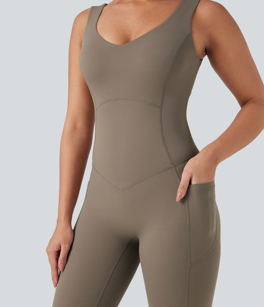 Combinaison de sport Halara UltraSculpt™ col V gainante push-up à poches