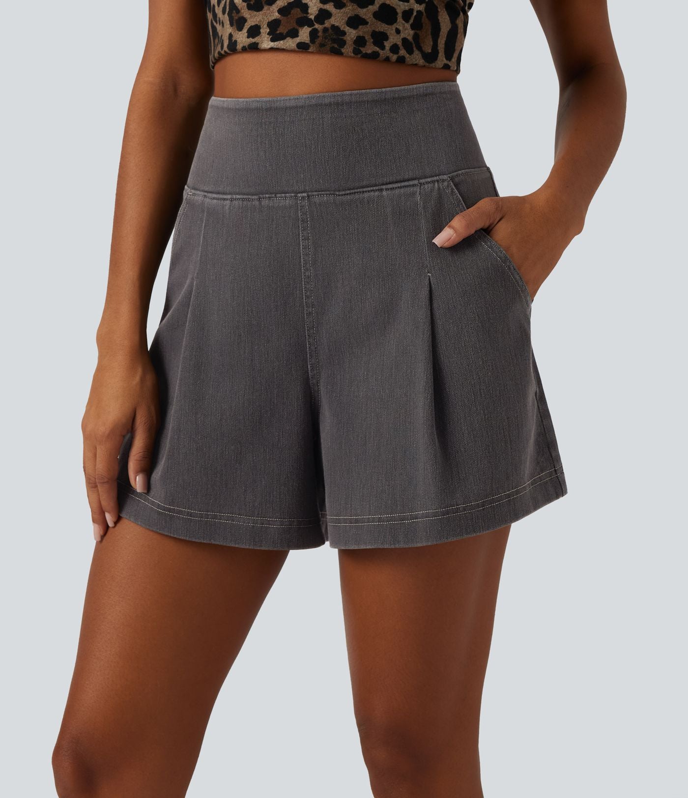 Short en jean ample Halara Flex™ taille haute décontracté avec poches
