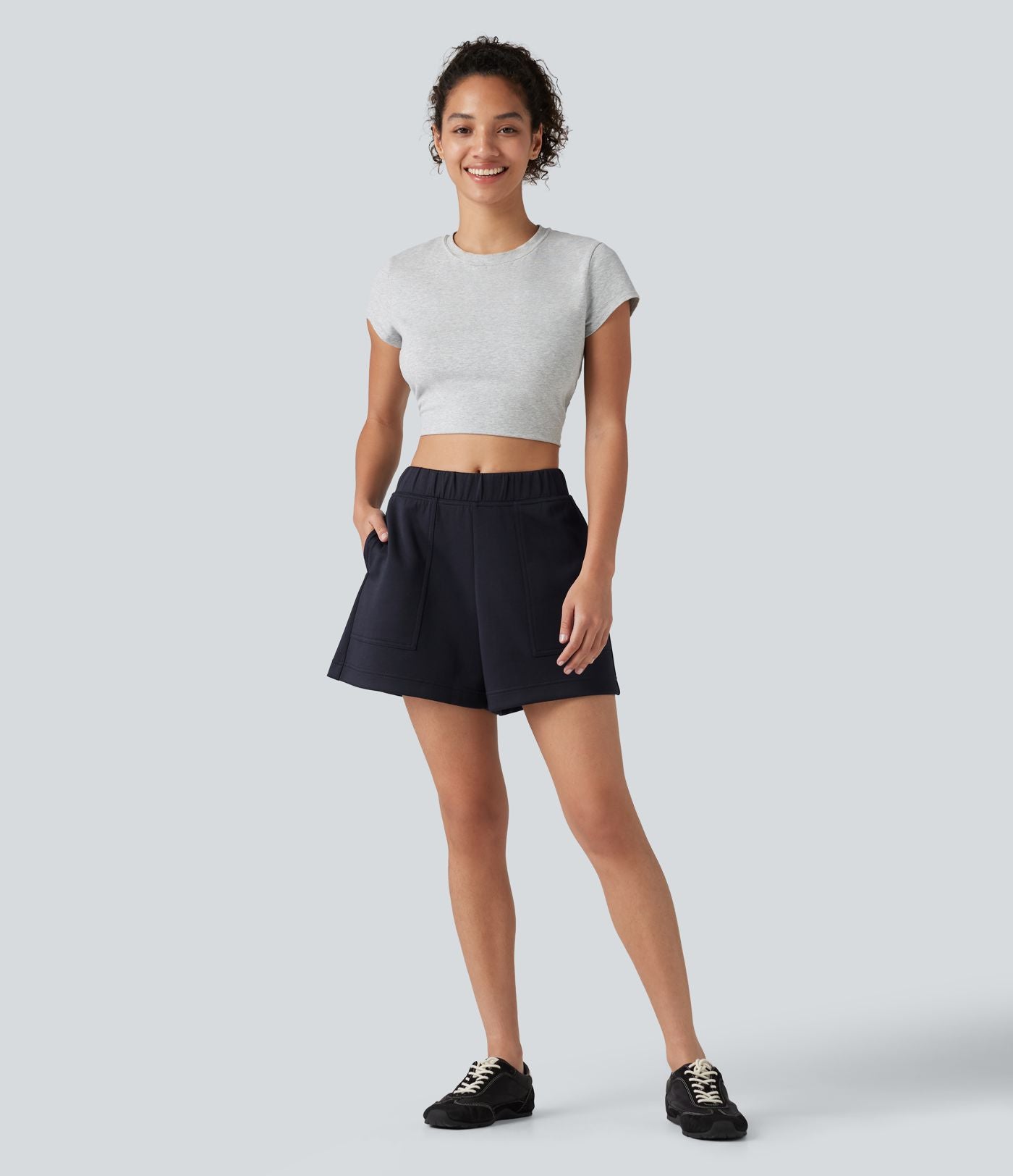 Short de danse taille mi-haute coupe évasée avec poches