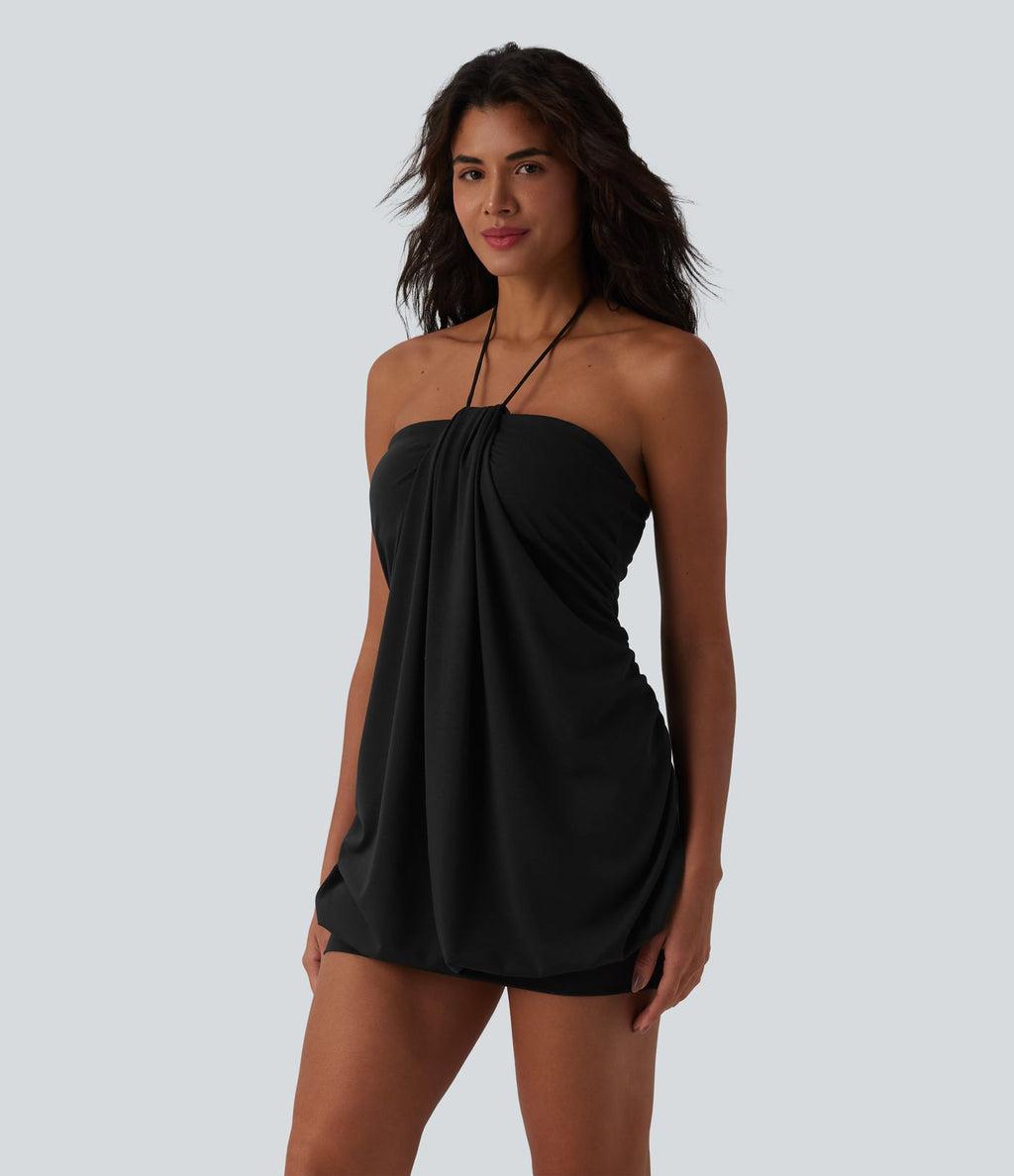 Robe mini moulante à dos nu et brassière intégrée