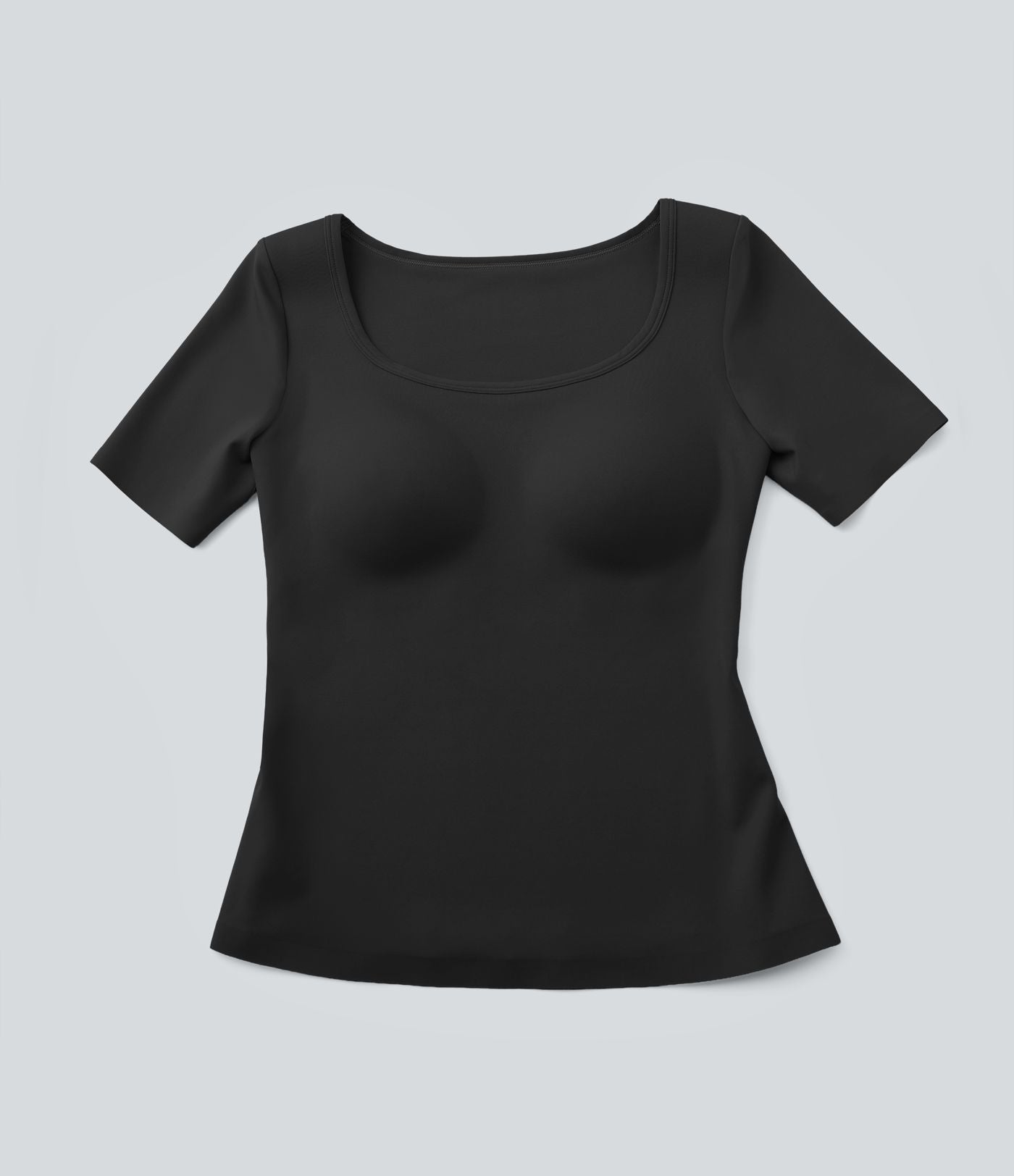 T-shirt casual col rond échancré à manches courtes avec brassière intégrée — Bonnets B-E