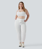 Legging yoga grande taille taille haute avec cordon de serrage à rayures avec poches